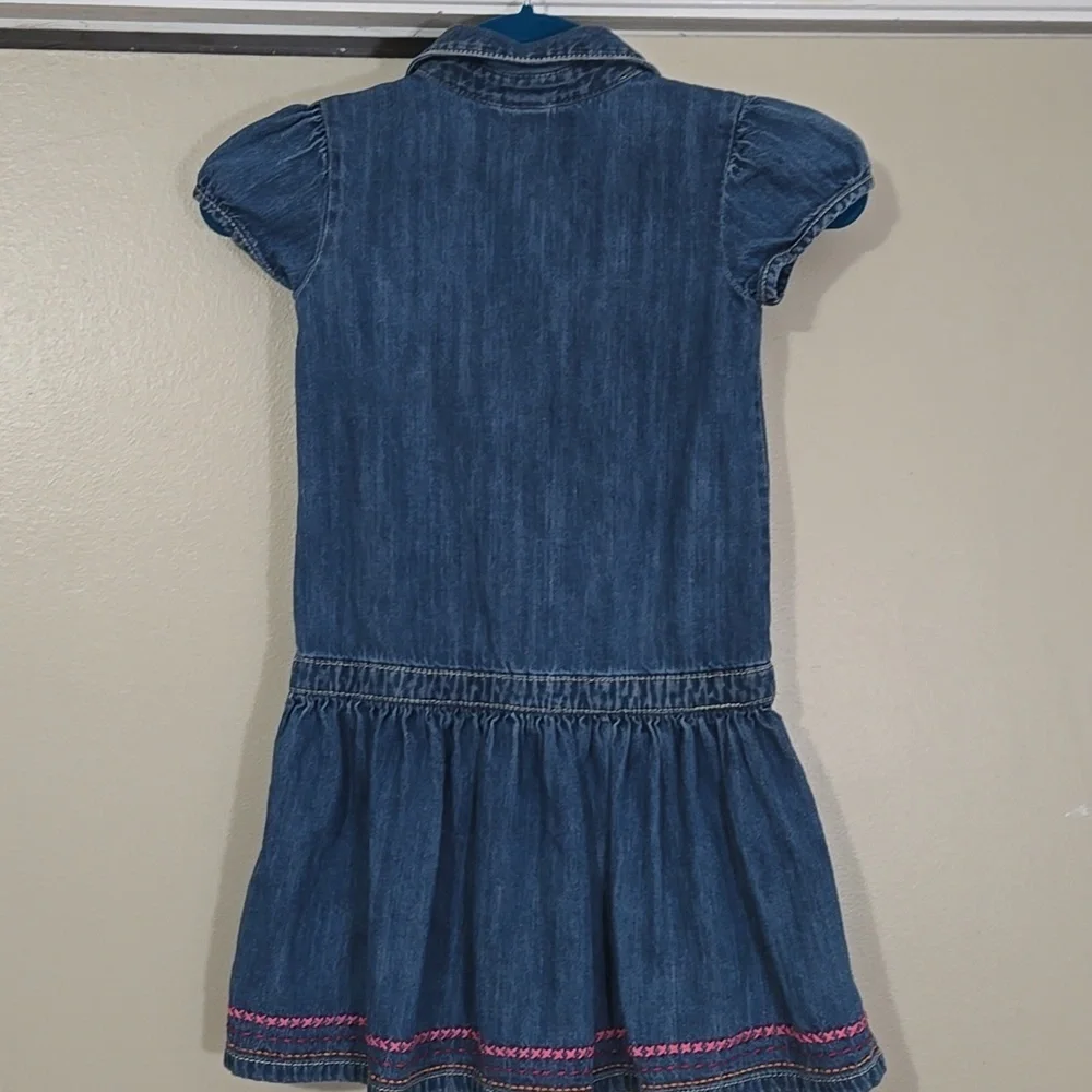 Gymboree Girls Blue Denim Dress with Colorful Butterfly Buttons Size 8